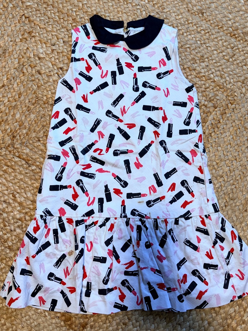 kate spade White Lipstick Print Dress with Black Collar